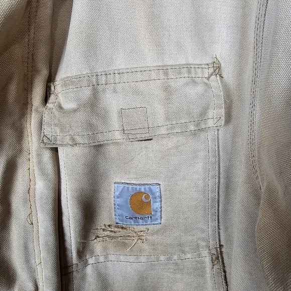 Vintage Carhartt Thrashed Worn In Faded Arctic Duck Canvas Chore Coat - Picture 7 of 16